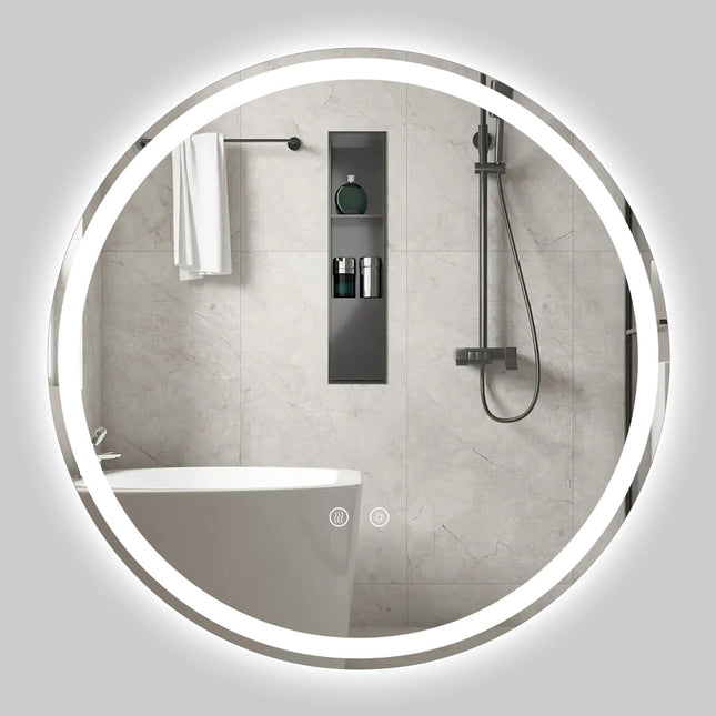 Round LED Bathroom Mirror, 70 cm, Adjustable Brightness