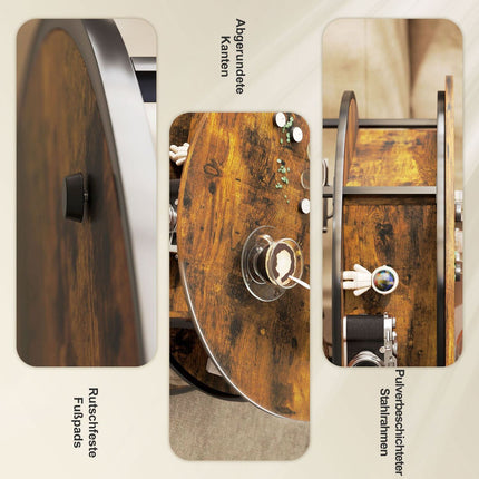 Round Lift-Top Coffee Table with Storage, Brown