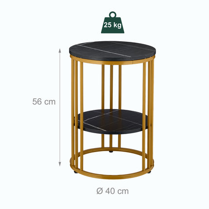 Round Marble Look Side Table with 2 Levels