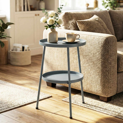 Round Metal Outdoor Side Table, 36 cm, Dark Grey