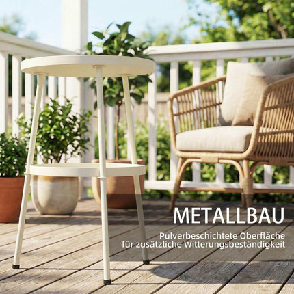 Round Metal Outdoor Side Table, Cream White, Ø36 cm