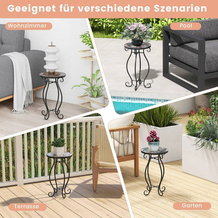 Round Mosaic Side Table – 30x50 cm, Indoor/Outdoor