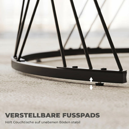 Round Nesting Coffee Tables Set – Marble Look, Grey & White