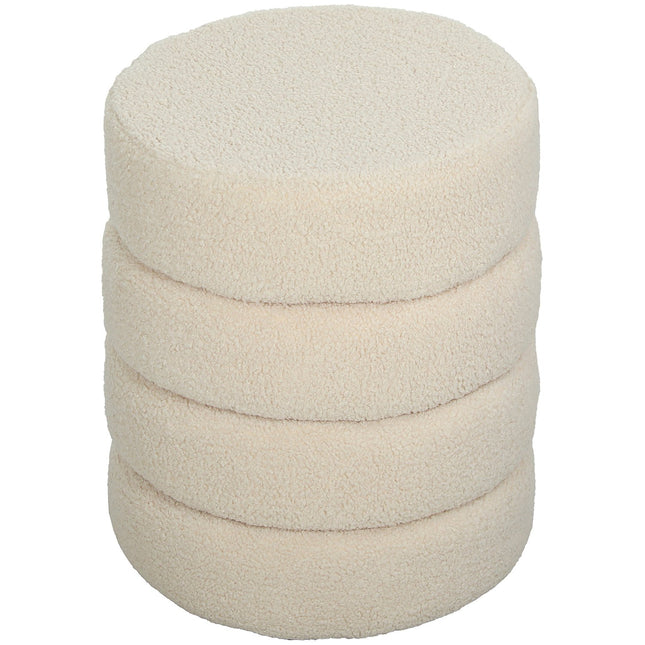 Ronde poef, teddyfleece, draagvermogen 120 kg, beige