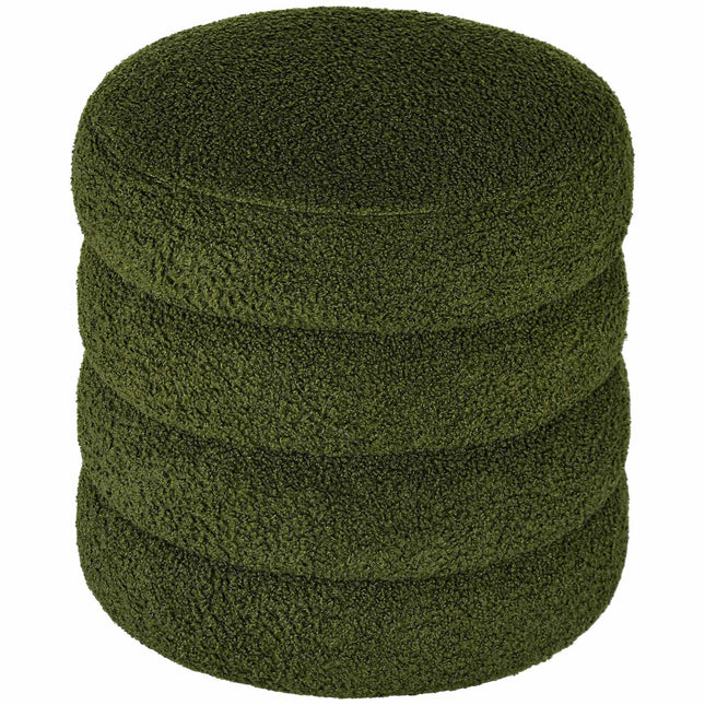 Ronde poef, teddyfleece, draagvermogen 120 kg, groen