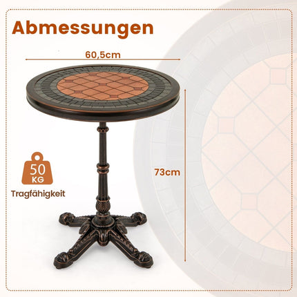 Round Outdoor Dining Table – Cast Aluminum, Weatherproof, 60.5 cm