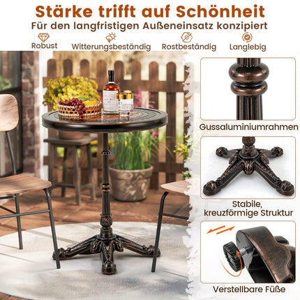Round Outdoor Dining Table – Cast Aluminum, Weatherproof, 60.5 cm