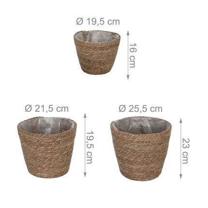 Round Plant Pot Set of 3 – Rustic Reed Design