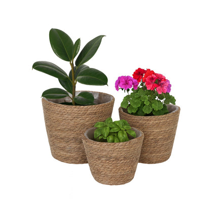 Round Plant Pot Set of 3 – Rustic Reed Design