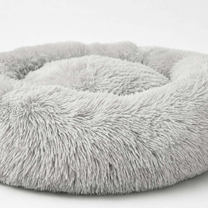 Round Plush Dog Bed, 100 cm, Light Grey