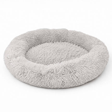 Round Plush Dog Bed, 60 cm – Light Grey