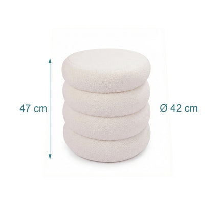 Round Plush Footstool – Teddy Fabric, Padded Seat