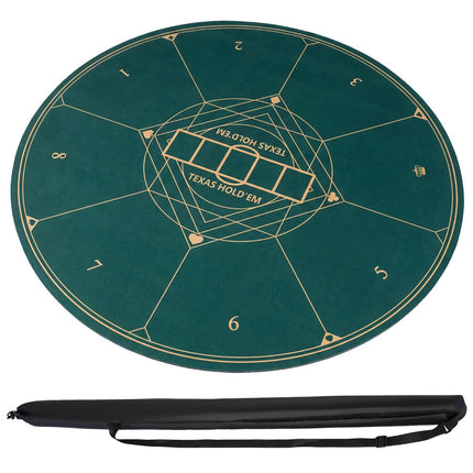 Round Poker Mat 47 Inch, Anti-Slip Rubber Base, Green