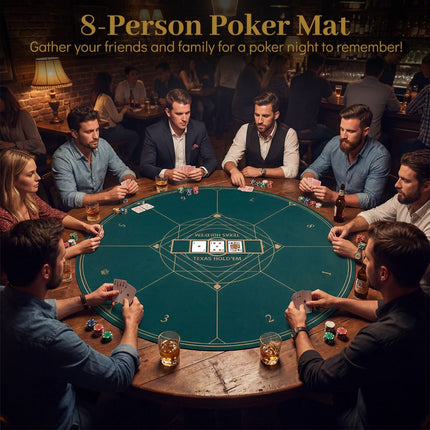 Round Poker Mat 47 Inch, Anti-Slip Rubber Base, Green