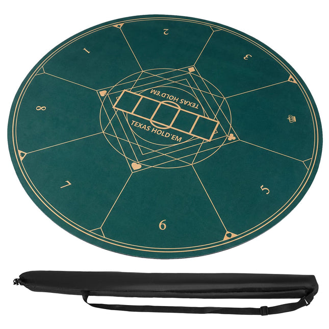 Round Poker Table Mat, Non-Slip, Foldable, 100 cm, 8 Players