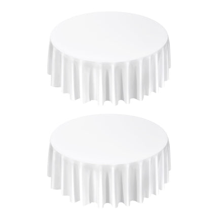 Round Polyester Tablecloths, 120 Inch, 2 Pack, White