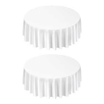 Round Polyester Tablecloths, 120 Inch, 2 Pack, White
