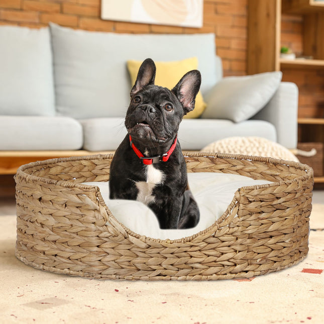 Round Seagrass Pet Bed for Dogs and Cats