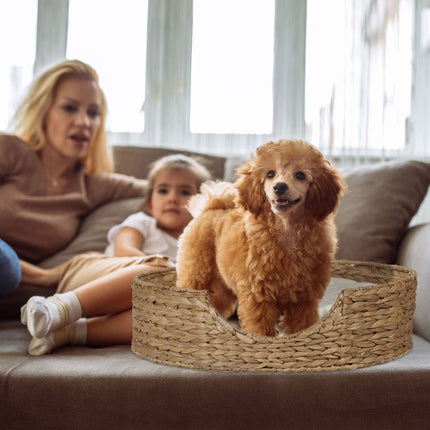 Round Seagrass Pet Bed for Dogs and Cats