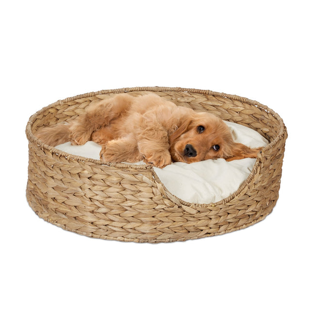 Round Seagrass Pet Bed for Dogs and Cats