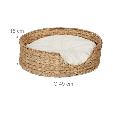 Round Seagrass Pet Bed for Dogs and Cats
