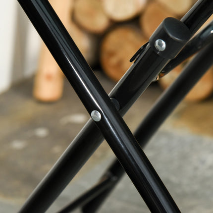 Black foldable round side table - Glass top, 45cm