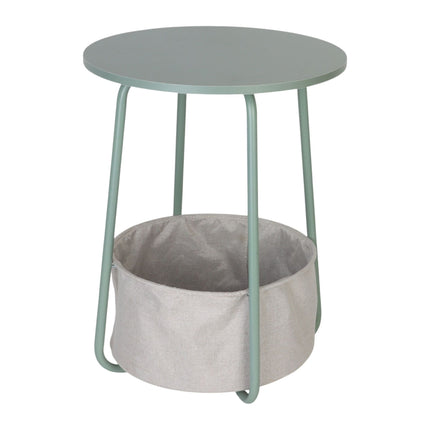 Round Side Table with Fabric Storage Basket