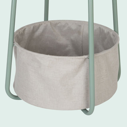 Round Side Table with Fabric Storage Basket