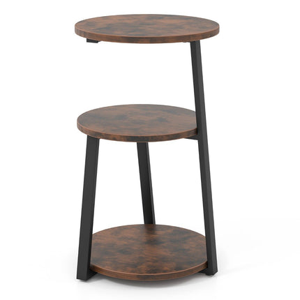 Round Side Table with Metal Frame & Adjustable Feet