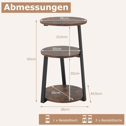 Round Side Table with Metal Frame & Adjustable Feet