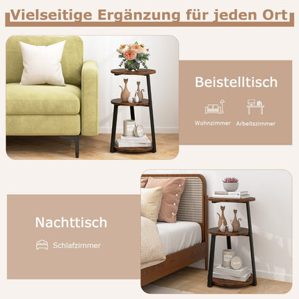 Round Side Table with Metal Frame & Adjustable Feet