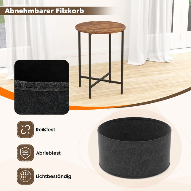 Round Side Table with Removable Felt Basket, 44cm