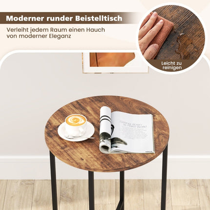 Round Side Table with Removable Felt Basket, 44cm