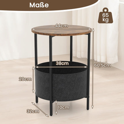 Round Side Table with Removable Felt Basket, 44cm