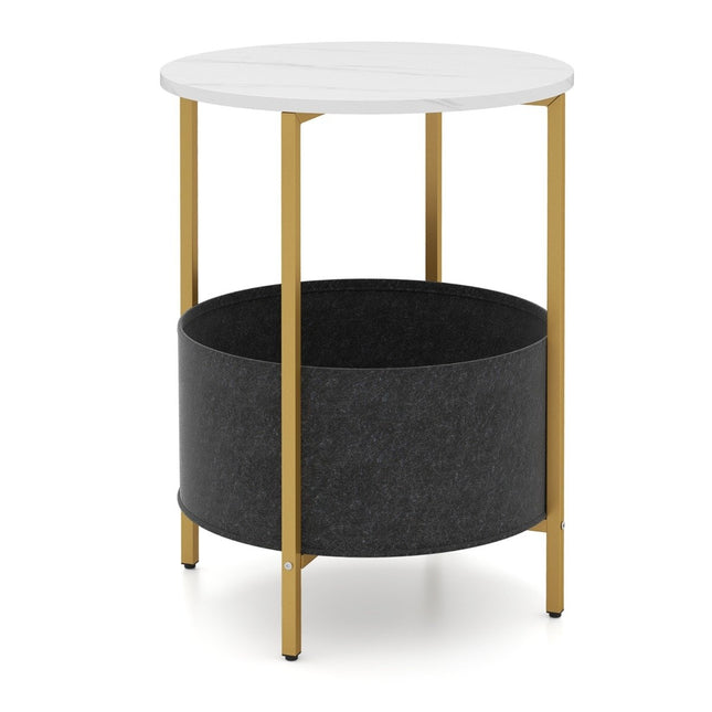 Round Side Table with Removable Felt Basket & Metal Frame