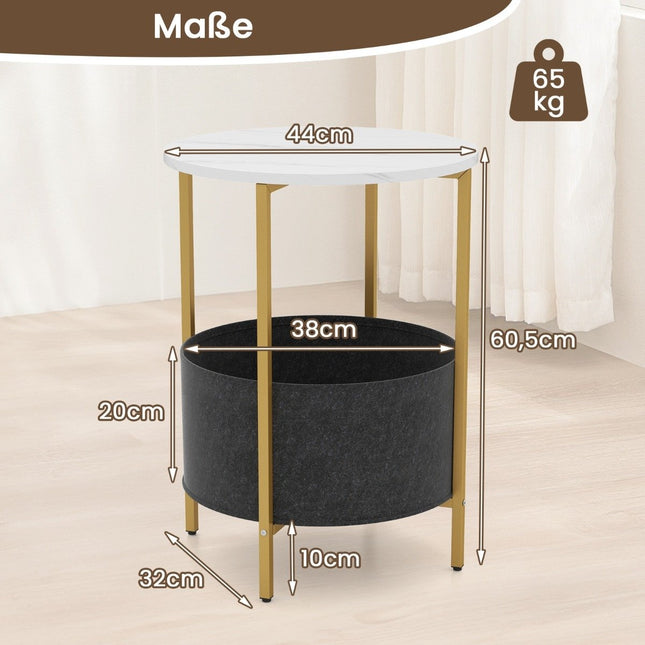 Round Side Table with Removable Felt Basket & Metal Frame