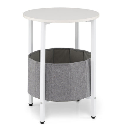 Round Side Table with Removable Felt Basket, Storage