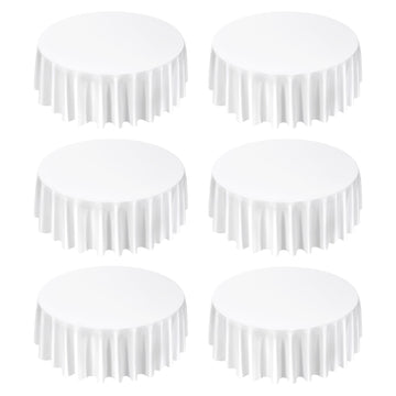 Round Tablecloths, 6-Pack 120-Inch Polyester, White