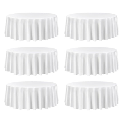 Round Tablecloths, 6-Pack 120-Inch Polyester, White