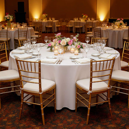 Round Tablecloths, 6-Pack 120-Inch Polyester, White