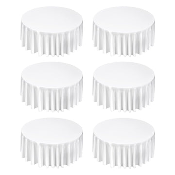 Round Tablecloths, 6-Pack 132-Inch White Polyester