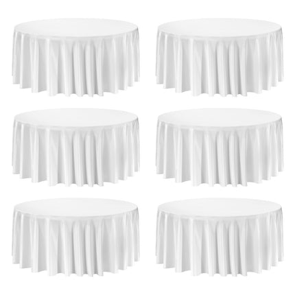 Round Tablecloths, 6-Pack 132-Inch White Polyester