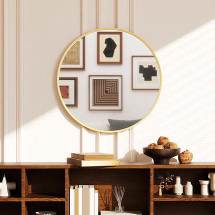 Round Wall Mirror, 61 cm, Gold Aluminum Frame