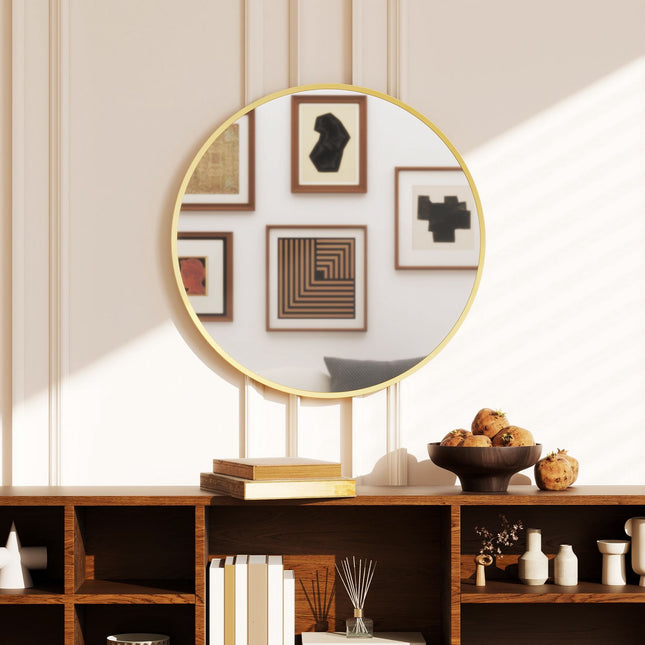 Round Wall Mirror, 61 cm, Gold Aluminum Frame