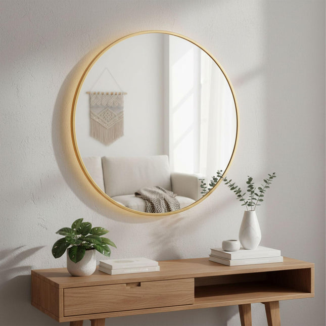 Round Wall Mirror, Metal Frame, Decorative/Vanity Use