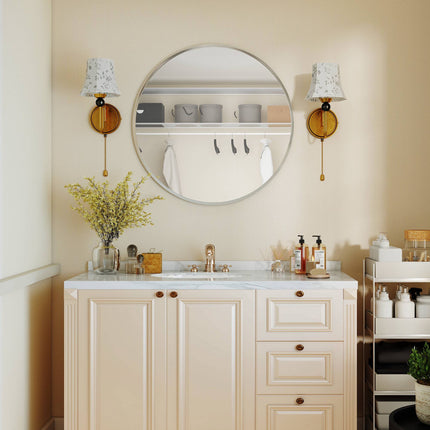 Round Wall Mirror, Modern Design, 61 cm, Silver