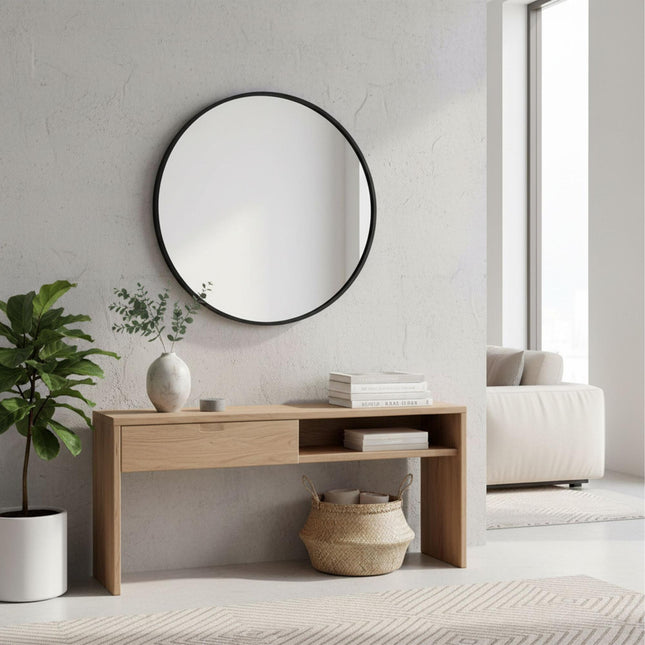 Round Wall Mirror with Metal Frame – Decorative & Functional