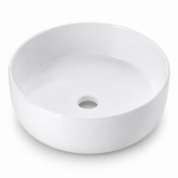 Round White Ceramic Countertop Basin, 30 x 30 cm