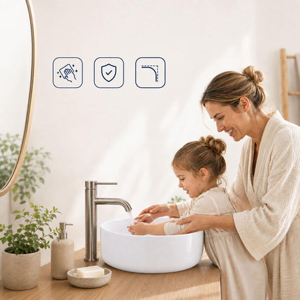 Round White Ceramic Countertop Basin, 30 x 30 cm