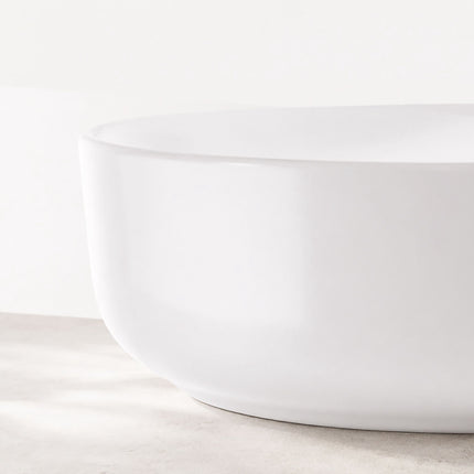 Round White Ceramic Countertop Basin, 40.5 x 40.5 cm